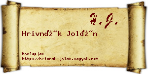 Hrivnák Jolán névjegykártya