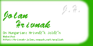 jolan hrivnak business card